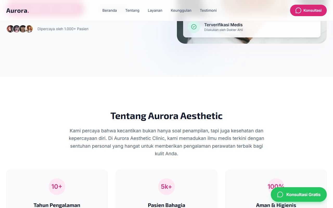 Tampilan section website