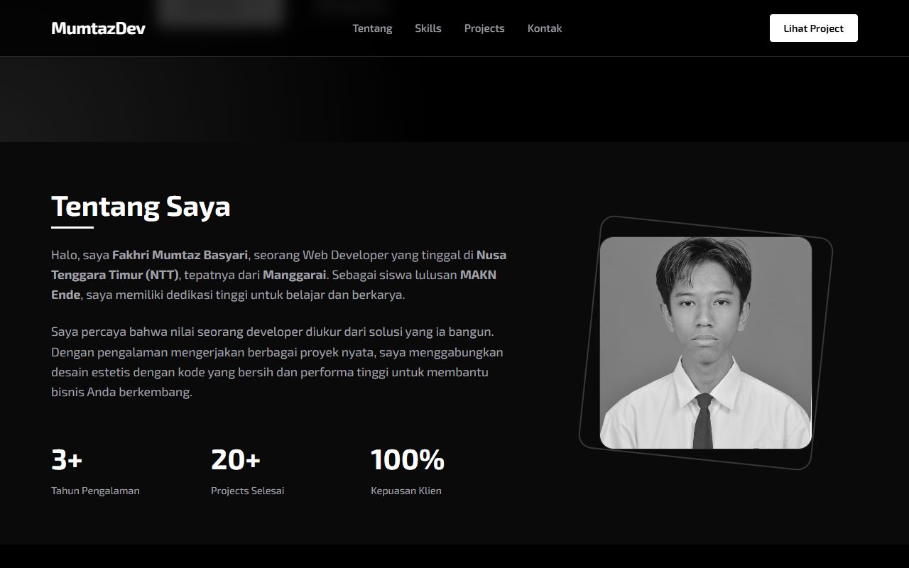 Tampilan section website