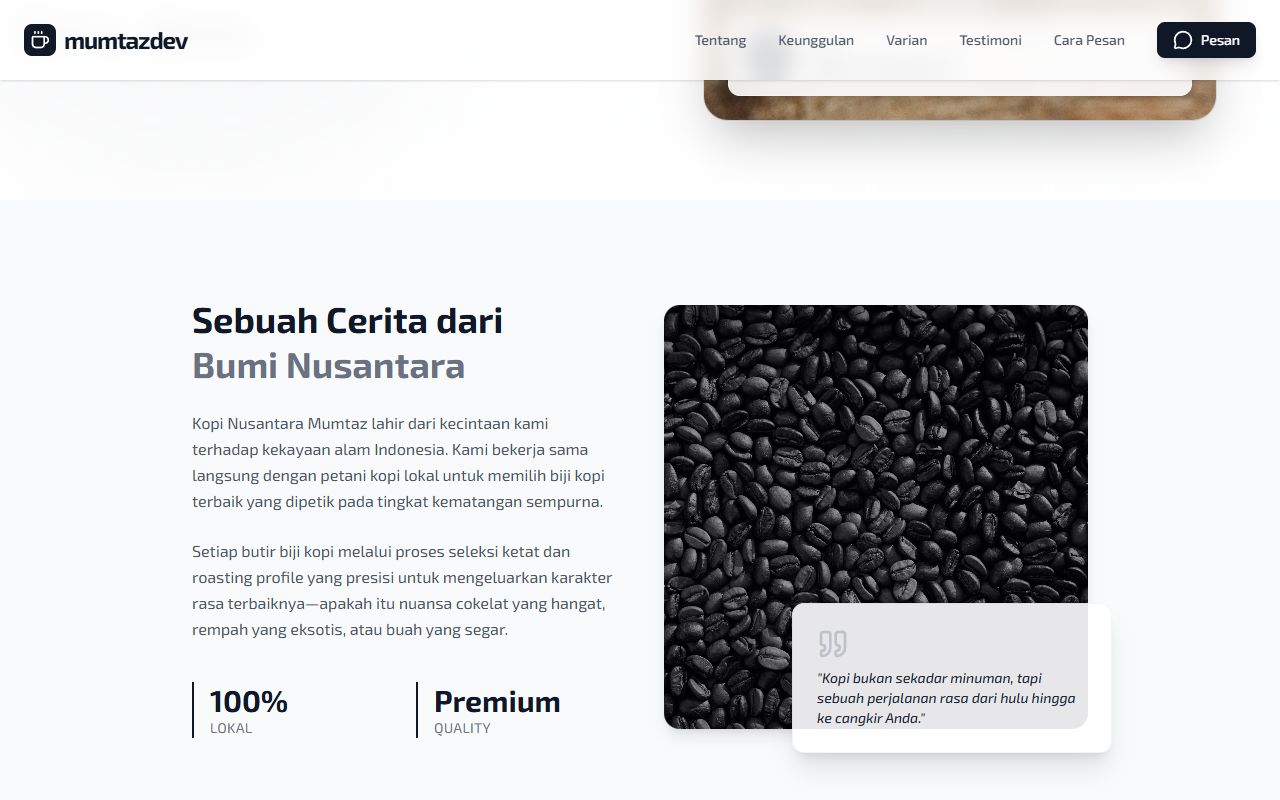 Tampilan section website